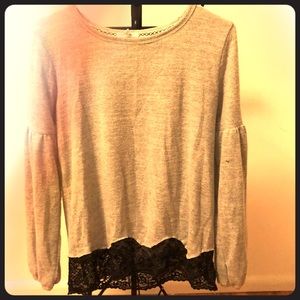 Grey Shirt with Black Lace by Maurices